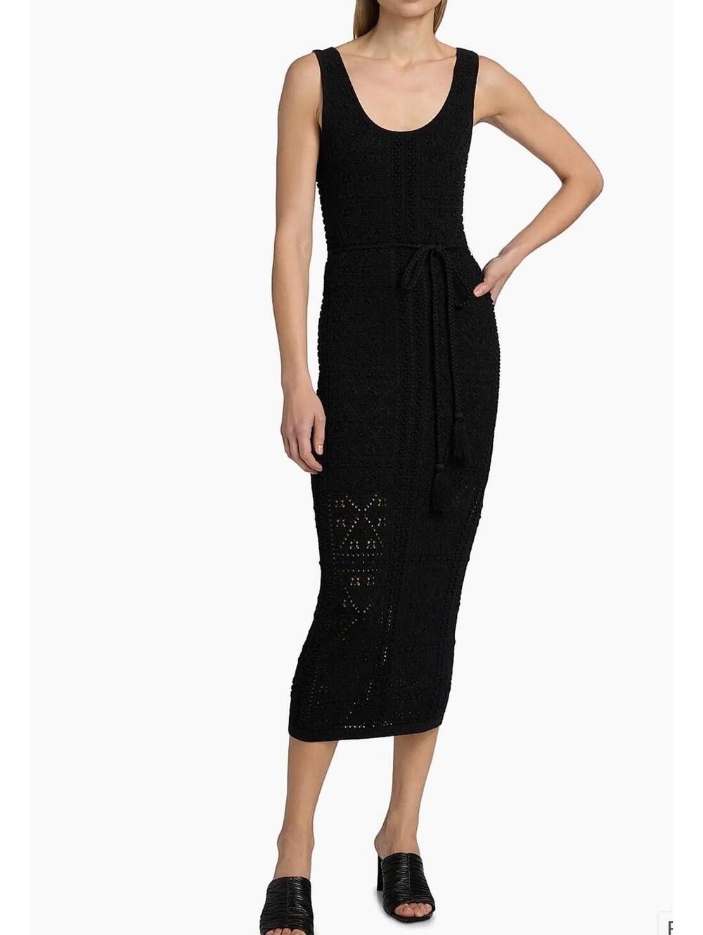 Milly Women’s Bubble Pointelle Knit Midi-Dress Black Size Small $495.00